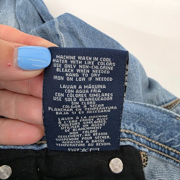 Seven7 Distressed Straight Leg Jeans Medium Wash Contrast Stitch Men’s 40x32 - Picture 10 of 16